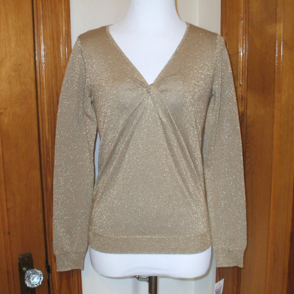 Michael Kors Sweaters - NEW Michael Kors Gold Sparkle V Neck Sweater